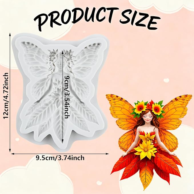 Flower Fairy Polymer Clay Molds Butterfly Fairy Silicone Mold for DIY Crafts Epoxy Resin Casting Polymer Clay Tools Craft Air Dry Jewelry Making