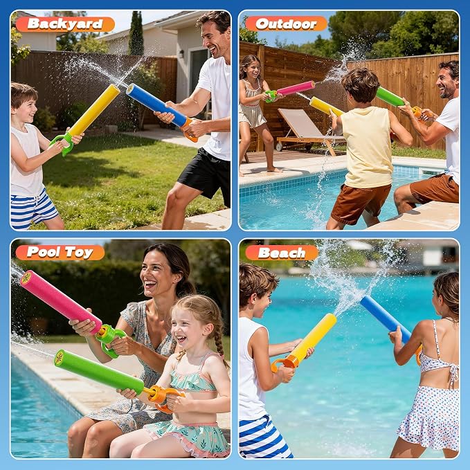 6PCS Toddlers Water Blaster Toys Set for 3 4 5 6 7 Years Old Boys, Assorted Colors Foam Water Guns for Summer Pool Beach Party, Toys Birthday Gifts Outdoor Water Cannon Shooter Toys for Kids 3+