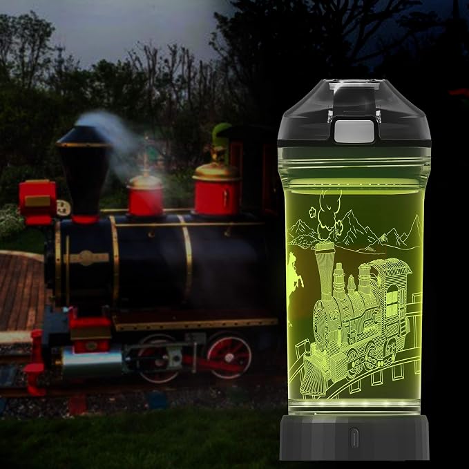 Lightzz Kids Train Water Bottle with 3D Glowing LED Light, Ideal Travel Cup Train Gifts for Back to School Girls Boys Child Holiday Camping Picnic, Light Up Glowing Bottle 14 Oz Tritan BPA Free