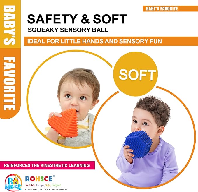 Baby Sensory Balls, 6PCS Soft Textured Spiky Bath Toys 6M+ | Soft Spiky Shapes, Bright Colors, Bath Play, Montessori Toys for Babies 6-12 Months, baby Shower Gifts