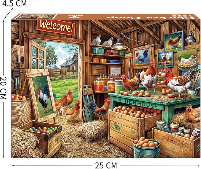 Chicken Coop Puzzles for Adults 1000 Piece, Jigsaw Puzzles for Adults, Adult Challenging Game Toys, Impossible Puzzle, Family Decoration Puzzle, Gifts for Father's Day