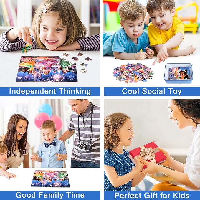 MZZOTOY Princess Puzzle for Kids Ages 4-8, 100 Pieces Jigsaw Puzzles for Kids Ages 3-5， Learning Educational Puzzles Toys Great Gift for Boys Girls in a Metal Box