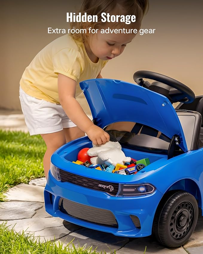 Licensed Dodge Ride on Push Car for Toddlers 1-3 Years with Handle & Music