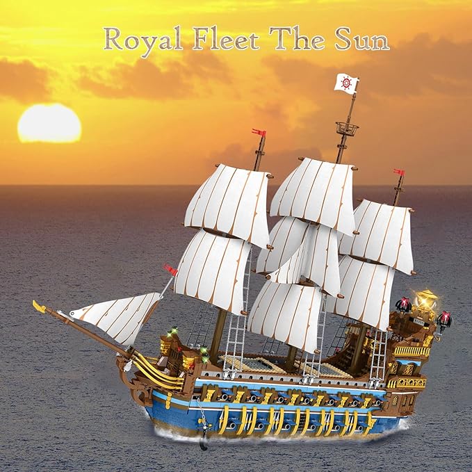 JMBricklayer Pirate Ship Building Sets for Adults, Gorgeous Royal Fleet Ship with Tiered Design, Attractive Pirate Toys Building Blocks Pirate Ship Display, Gifts for Teens Adults(2830 Pieces)