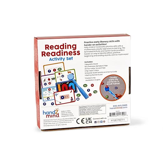 hand2mind Reading Readiness Activity Set, Magnetic Wands and Chip Set, Learn to Spell for Kids, Spelling Toys, CVC Words for Kindergarten, Learning Letters, Science of Reading Manipulatives