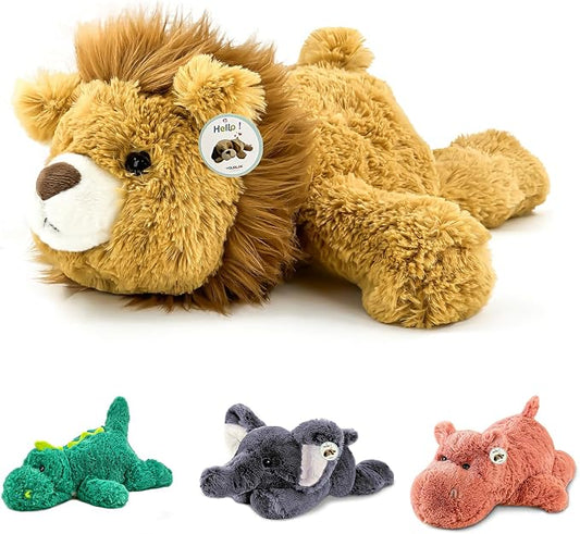 YOUBLEK 16" | 2 Pounds Yellow Lion Weighted Stuffed Animals,Sensory Comfort Plush Throw Pillow Toy,Kawaii Plushies Hugging Toy Gifts for Kids & Adults (Lion, 16 inch 2 Pounds)