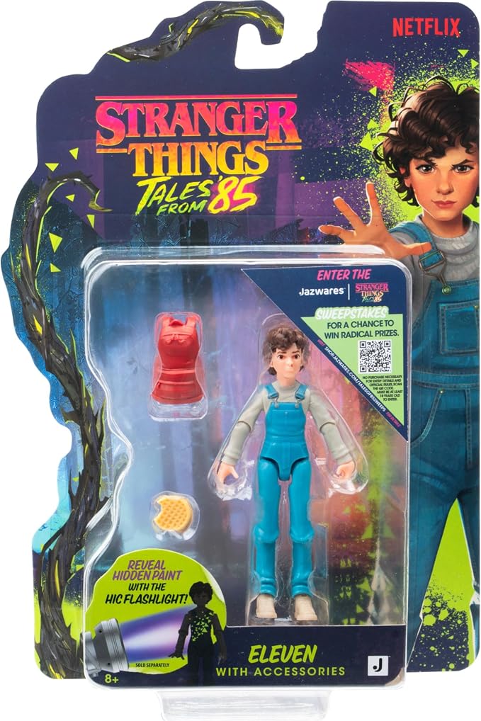 Jazwares Stranger Things: Tales from ‘85 Eleven - 4-Inch Articulated Action Figure with Backpack and Waffle Accessories