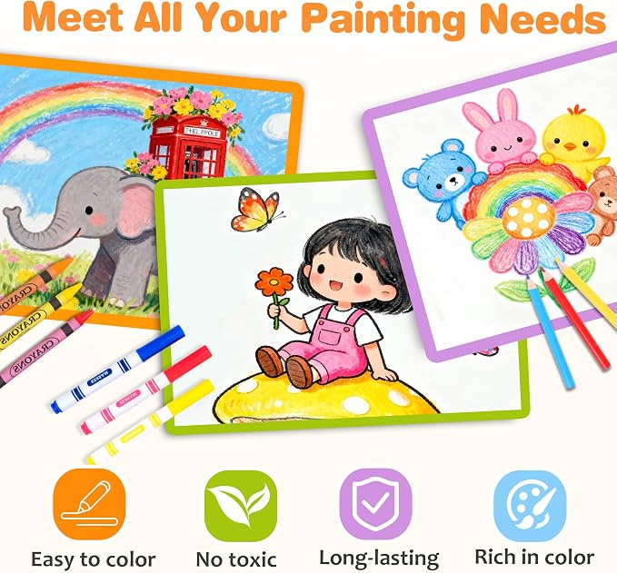 158 Pcs Art Supplies for Kids Ages 4-8, 6-8, Deluxe Art Kit Crafts Drawing Painting Set with Crayons, Colored Pencils, Markers - Christmas Gift for 4 5 6 7 8 9 10 11 12 Year old Toddlers Girls Boys