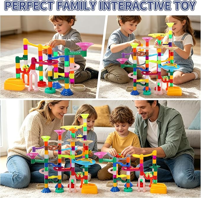 EagleStone 150PCS Marble Run STEM Maze Building Toy Race Track Set | 90 Track Pieces With 30 Glow In The Dark Marbles, Marble Maze Building Toy For Kids Ages 3-12, Educational Gift Boys Girls