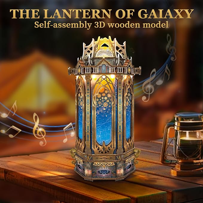 3D Wooden Puzzles for Adults Mechanical Rotation Model Kit DIY Stress-Relief Toy Building Kits for Teens, DIY Crafts/Hobbies/Gifts for Men/Woman - The Lantern of Gaiaxy