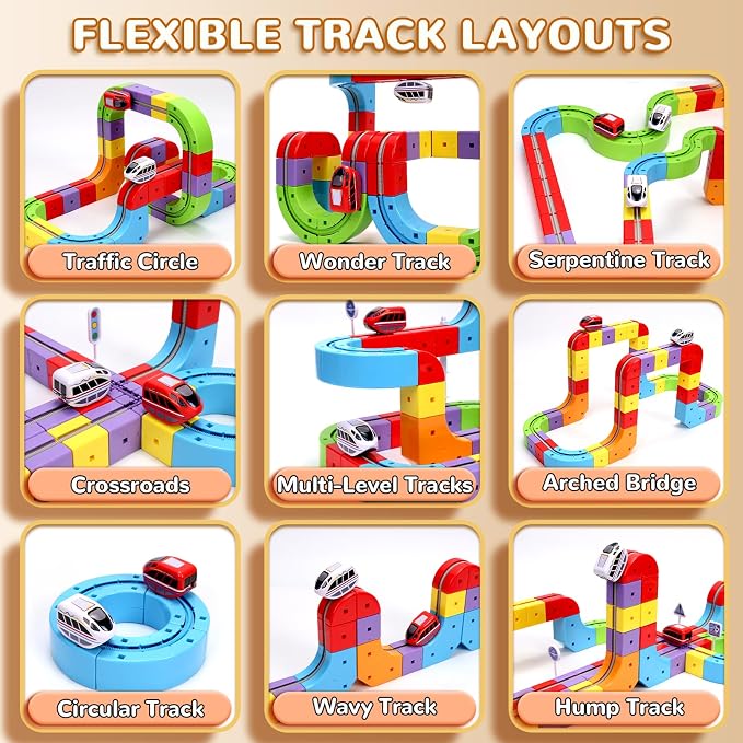 2026 New Infinity Racer 3D Train, 3D Stem Electric Train Set for Kids, DIY Assembled Track Vehicle, Create Lab Gravity Tracks, Educational Gift (Advanced Edition)