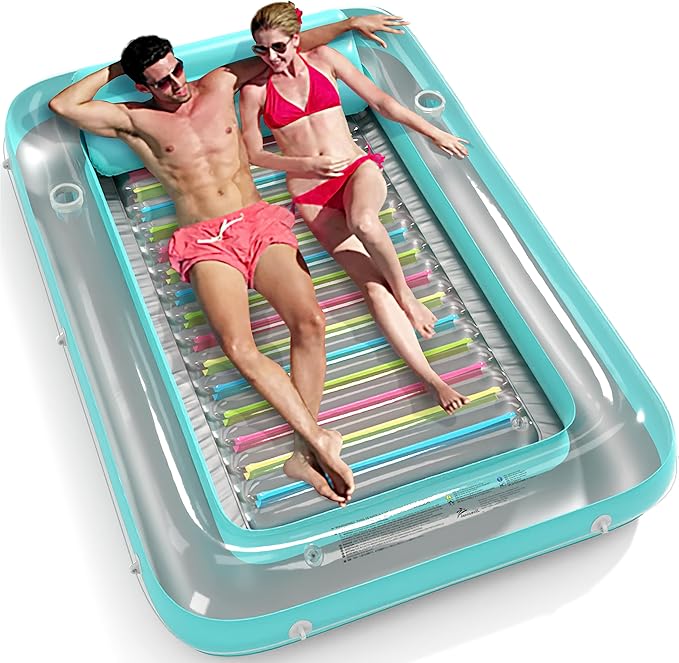 Inflatable Tanning Pool Lounger Float - Jasonwell 4 in 1 Sun Tan Tub Sunbathing Pool Lounge Raft Floatie Toys Water Filled Tanning Bed Mat Pad for Adult Blow Up Kiddie Pool Kids Ball Pit (RA, XXL)