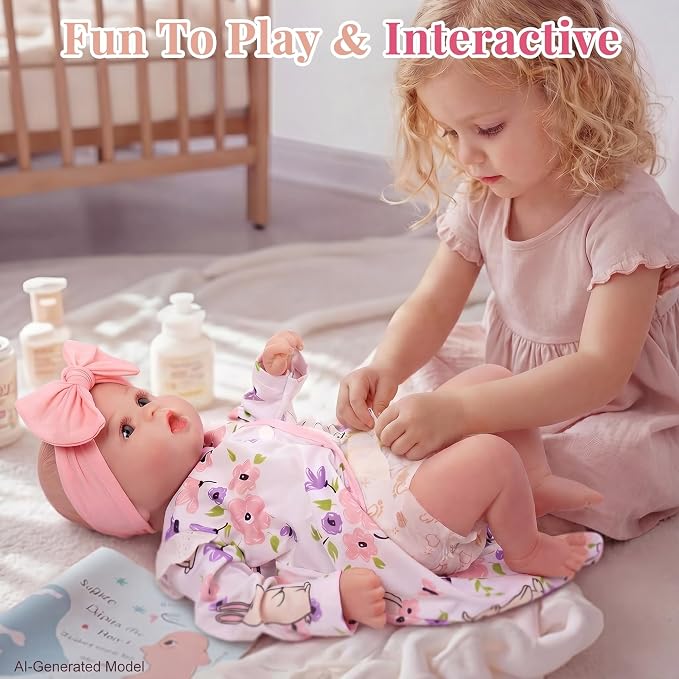 BABESIDE Lifelike Reborn Baby Dolls Dara - 20 Inch Realistic-Newborn Baby Doll Girl Handmade Real Life Baby Dolls with Clothes and Toy Accessories Gift for Kids Age 3+