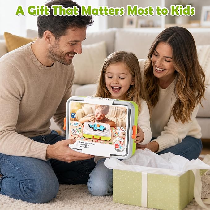 Toddler Puzzles Games for Kids 3-5, STEM Toys 3D Mushroom Nail Puzzle 460 Pieces Building Peg Kit DIY Creative Brain Teaser Puzzle Birthday Gifts for Boys Girls 3 4 5 6 7 8 Year Old