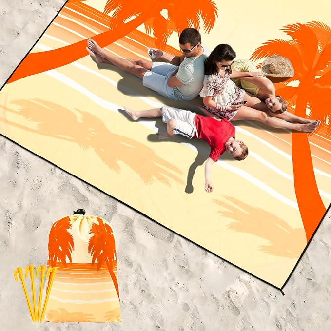 HIHOHO Beach Blanket Waterproof Sandproof Extra Large Beach Mat 79" X 83"/120"x108"for 1-8 Adults Quick Drying Durable Outdoor Picnic Mat for Beach Travel Camping Hiking