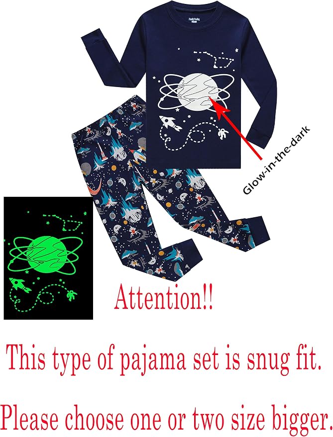 Family Feeling Kids & Toddler Boys Pajamas 2 Piece Pjs Set 100% Cotton Sleepwear
