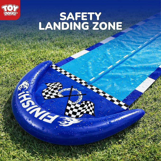 TOY Life Giant Race Car Water Slides for Kids 20Ft Waterslide Backyards Lawn with 2 Bodyboards, 2 Lane Slip Splash and Slide Summer Toys with Built-in Sprinkler for Backyard Outdoor Water Toys