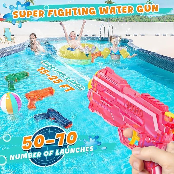 Water Squirt Guns Toys for Kids: Leakproof Super Water Gun for Boys Girls Adults - Small Outdoor Water Gun Toy for Pool Beach Swimming Summer Games Yard Party (2 Pack)