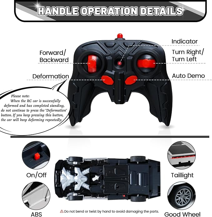 Remote Control Car Cyber-Inspired Transformer Toys Cars 2.4Ghz One-Button Deformation 360° Rotation Drift Rc Car Robot Rc Truck Toys for 4 5 6 7 8+ Years Old Boy Toys