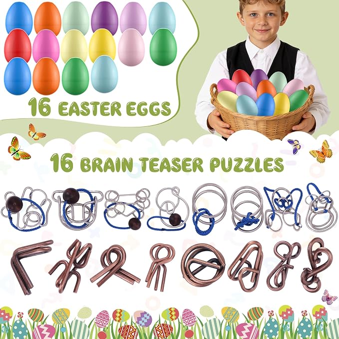 Mytothfy 16 Pcs Brain Teaser Puzzles for Adults Teens - Metal Puzzles 3D Puzzle Game Toys for Adults Teens - Unlock Interlocking Puzzle Adult IQ Education Smart Toys