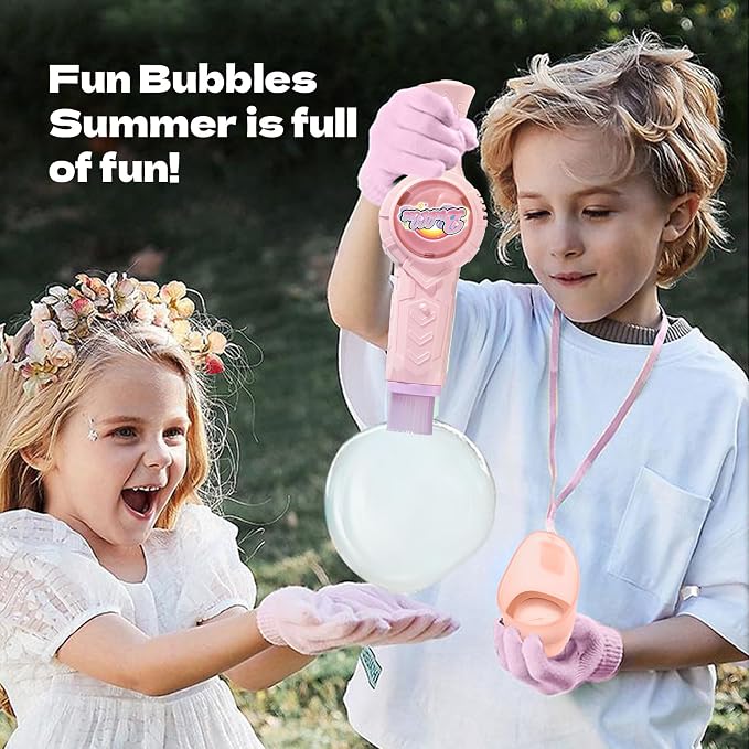 Fog Bubble Machine, Rechargeable Automatic Electric Smoke Bubble Machine, Magic Interactive Fog Bubble Maker with Smoke, Colorful Lights & Music, Bubble Fog Game for Parties Gift (Pink)