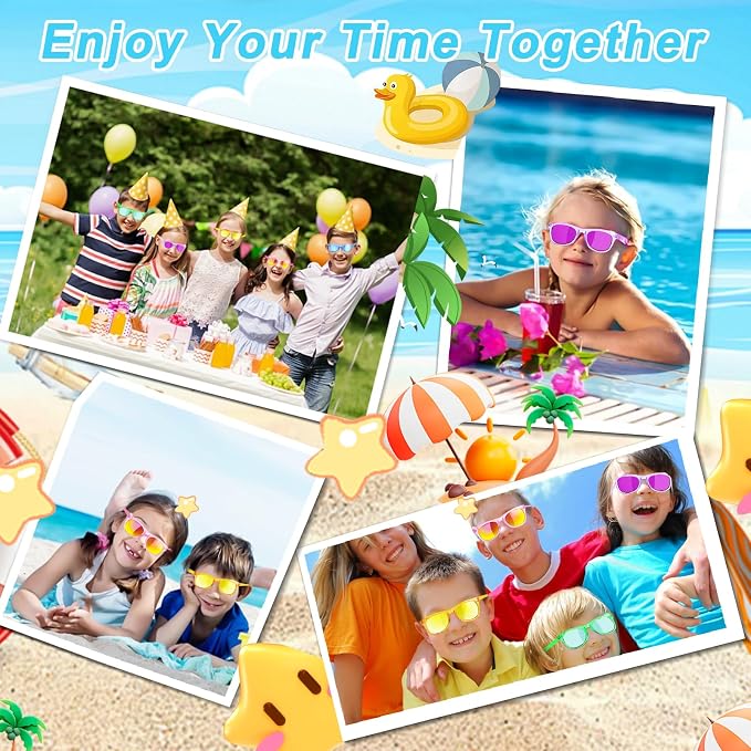 AILEHO Kids Sunglasses Bulk Party Favors - 32 Packs Boys Girls Sunglasses for Kids Age 3-8 with UV 400 Protection, Neon Sunglasses for Kids Party