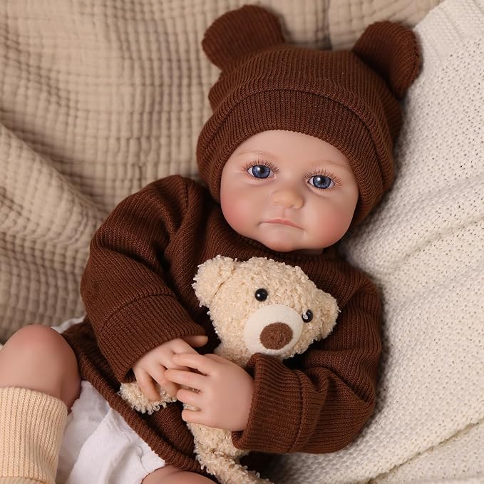 BABESIDE Lifelike Reborn Baby Dolls Boy - 17-Inch Baby Soft Body Realistic-Newborn Baby Doll Silicone Full Body Vinyl Real Life Baby Dolls with Toy Accessories for Kids Age 3+