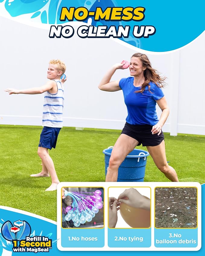 Reusable Water Balloons - Quick Fill Water Balls Toys For Toddler Age 4-8 - Refillable Self-Sealing Water Splash Bomb For Summer Party Pool Outdoor Beach Toys (8-pack-new)