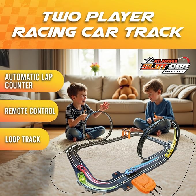 Slot Car Race Track Sets, Race Tracks for Kids Ages 4-8 | 1:64 Scale Cars, Race Car with 4 High Speed Cars, Electric Slot Car Race Track Sets, Remote Control Car