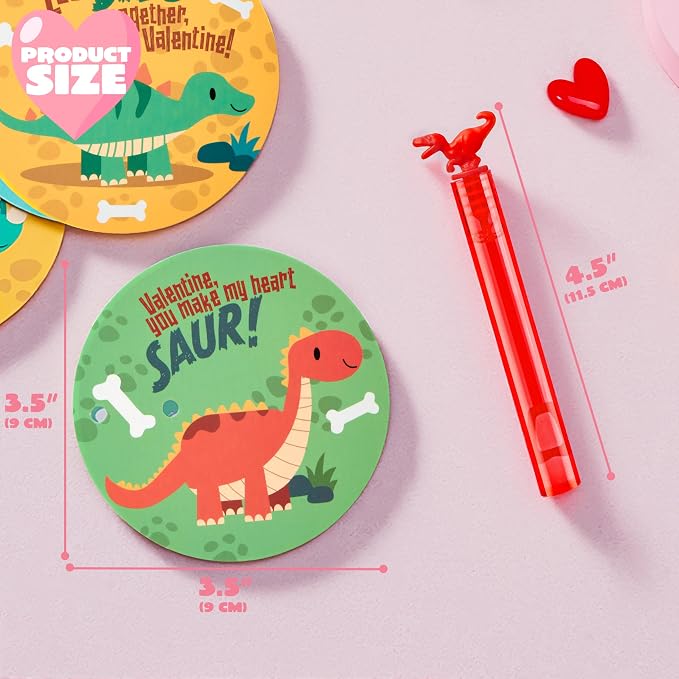 JOYIN 32 Packs Valentine's Day Gift Cards with Mini Bubble Wands for Kids, Valentine's Party Favor, Classroom Exchange Gift for Kids, Holiday Reward Prizes