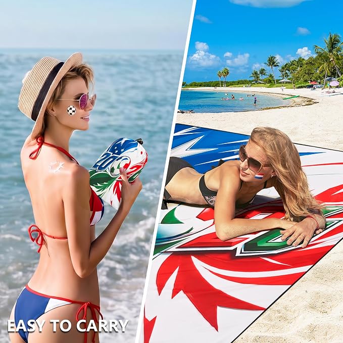 WIWIGO Beach Blanket Waterproof Sandproof Beach Mat 79" X 83"/10'x9'for 2-8 Adults Quick Drying Outdoor Picnic Mat Beach Accessories for Travel, Camping, Hiking