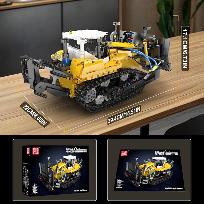 Mould King 19019 Bulldozer Building Set - Technique Heavy Bulldozer Truck Model Kits, Collectible Construction Vehicle Toys, DIY Engineering Building Blocks for Teens and Adults (1200 PCS)