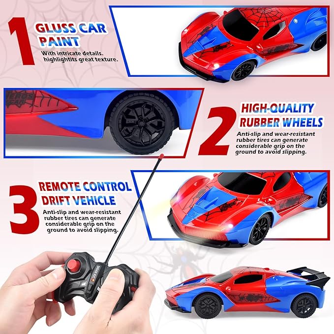 Tuko Remote Control Car Toys, RC Toys for 3+ Years Old Boy and Girl Gift (Spider)