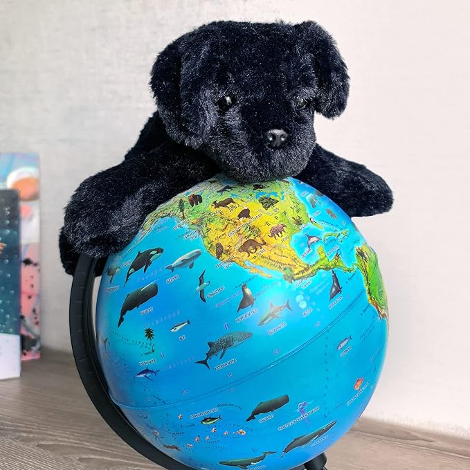 WEIGEDU Small Retrievers Labs Labrador Puppy Dog Stuffed Animals Plush Toys for Kids Boys Girls Birthday Bedtime Easter, 7.9" Black