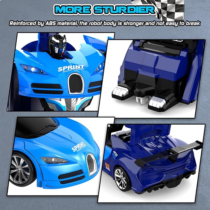 Remote Control Car, One-Click Becoming Robot Transforming Toys Car for Boys, Smooth Deformation, Demo Mode, 360° Rotation, Easy to Use, 2.4GHZ, with LED Lights, RC Cars for Christmas, Kids