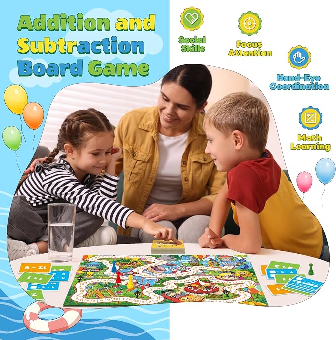 Broytain Addition and Subtraction Math Games for Kids,Addition & Subtraction,Educational Learning Board Games for Boys and Girls Ages 5 6 7 8,Classroom Travel Indoor Outdoor Family Games