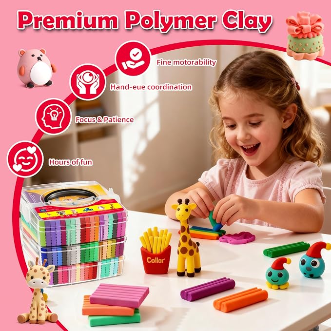 Artpar Polymer Clay Kit, 82 Colors Oven Bake Clay for Kids,DIY Modeling Clay Art Craft Beginners Set with Carving Tools and Accessories, Non-Sticky, Non-Toxic, Ideal Gift for Adults Artlists