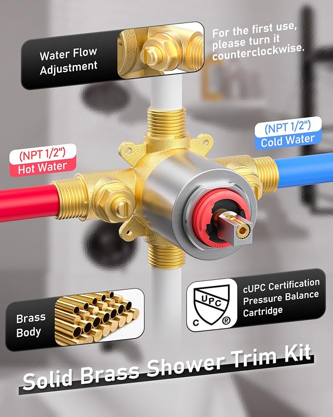 WOWOW Brushed Nickel Shower Tub Kit Brass Shower Faucet Set with Tub Spout and 6-Inch Rain Shower Head, Single Handle Tub and Shower Trim Kit, Shower Valve Include