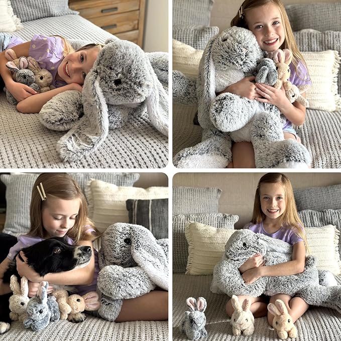 MaoGoLan 4Pcs Easter Bunny Stuffed Animals with 3 Babies Inside, 24" Soft and Cuddly Giant Rabbit Plush, Easter Stuffed Bunny Gift for Kids,Boys,Girls