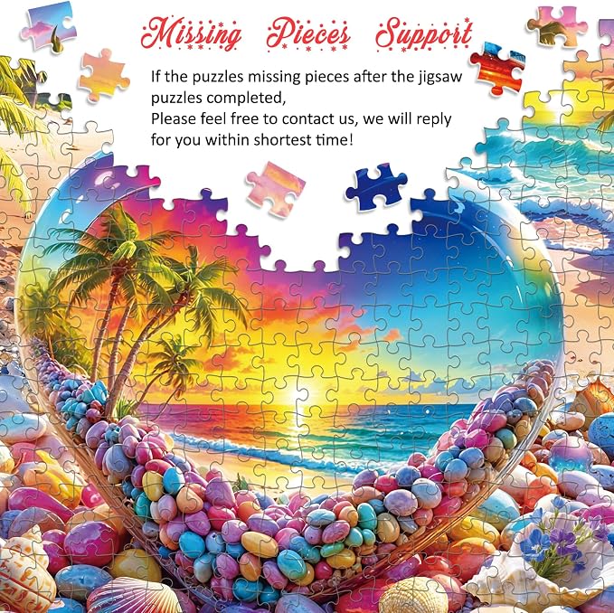 1000 Piece Puzzle for Adults, Difficult and Fun Adult Jigsaw Puzzles 1000 Pieces, Beach Sunset (27.5 x 19.7 Inch)