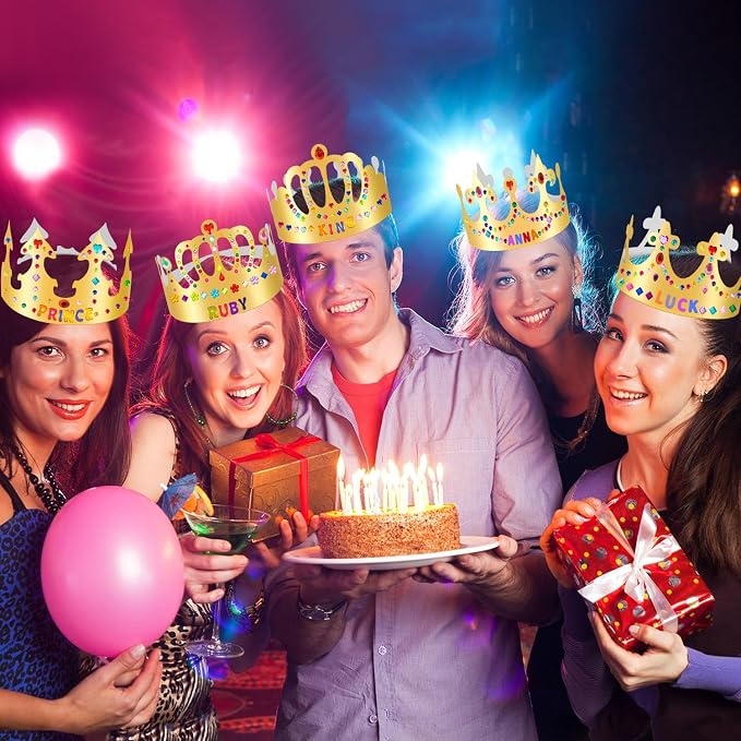 Gold Paper Crowns, Diy Birthday King Crowns Craft to Decorate, Paper Prince Princess Crown Hats for School Classroom
