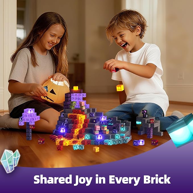 GobiDex Light-Up Magnetic Building Blocks Playset, STEM Sensory Travel Toys for Kids, 100PCS Creative Pretend Play Montessori Gifts for Boys Girls
