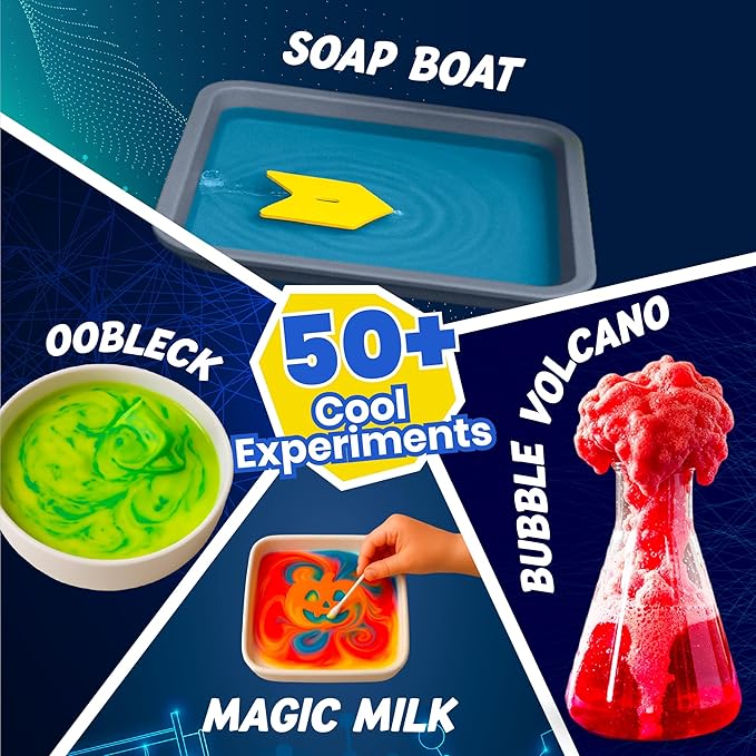 Junior Science Kit for Kids Ages 4-8, 50+ STEM Experiment Kit with Color Mixing, Fizzy Reactions & Surprise Activity, Educational DIY Science Toy, Learning Gift for Boys & Girls