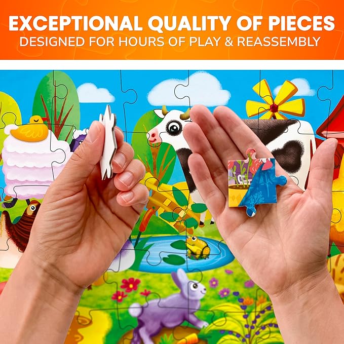 QUOKKA Puzzles for Toddlers 3-5 - 4 x 30 Pieces Puzzles for Kids Ages 2-4 - Animal Learning Jigsaw Puzzle for Kids 4-6 Years Old - Educational Toys for Boy and Girl