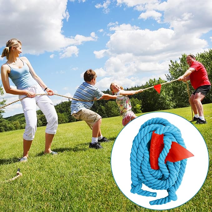 Outdoor Games 60ft Tug of War Rope for Kids Adult, Field Day Family Reunion Outside Yard Backyard Lawn Carnival Camping Picnic Games for Team Building, Blue
