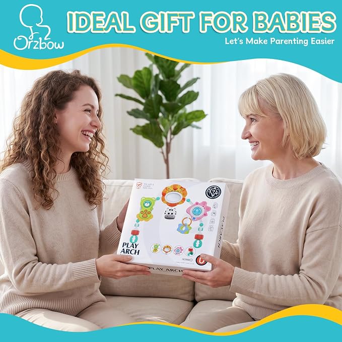 Orzbow Adjustable Stroller Hanging Toys, Arch Crib Mobile with Fascinating Toys to Stimulate Baby's Senses and Develop Motor Skills, Baby Mobile for Bassinet, Car Seat & Bouncer, Lion