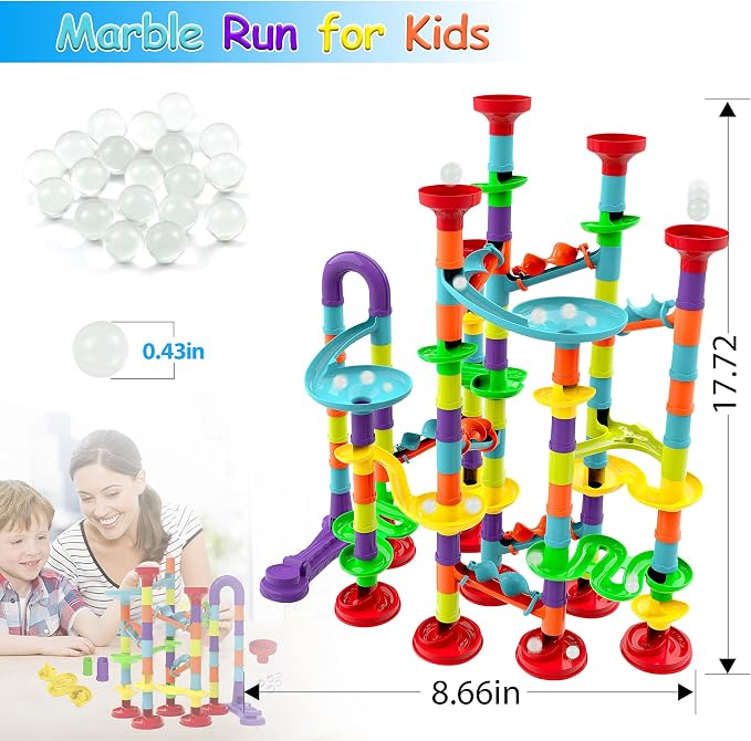 Blacka Marble Run Set Maze Race Building Blocks Marbles for Kids Ages 4 5 6 7 8 9 10+ Girls Boys Toys STEM Educational Birthday Gift Festival Present,A880,Large