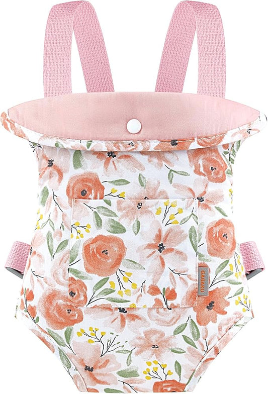 GAGAKU Baby Doll Carrier for Little Girls, Reborn Doll Accessories for Toddlers Kids 3+ Years Old, Toy Dolls Carrier - Roses