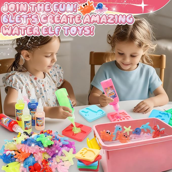 HunDun Magic Water Elf Toy Kit Gifts for Kids,Large Capacity Aqua Fairy Water Gel Kit for Kids with 22 Gels,Fun DIY Craft Kit,Squishy Maker,Make Your Own Squishies,Magic Water Pets