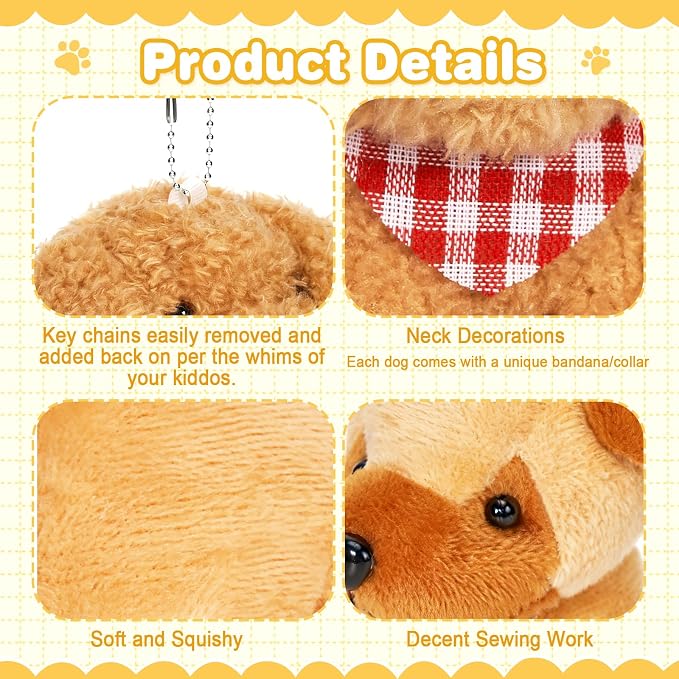 Niceup 24PCS Adopt a Puppy Party Favors Kids Mini Plush Dog Non-candy Easter Basket Stuffers Bulk Stuffed Animals Dog Paw Adoption Pet Doll Toys Birthday Party Goodie Bag Fillers Classroom Reward Gift